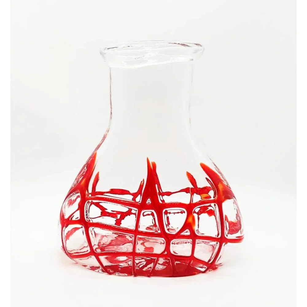 Hand-blown Red Flame Art Glass Vase By Margie’s Garden